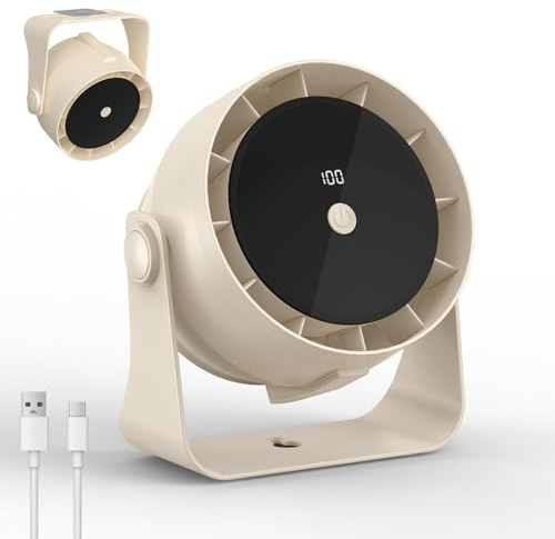DoXtreme Ventilador USB de Mesa, Recargable y Silencioso, 100 Velocidades | Pantalla Digital, Batería De 4000mAh, Rotación de 360°, Hasta 15H De Uso Y Aire De 5,8M/S Para Escritorio, Oficina Y Hogar