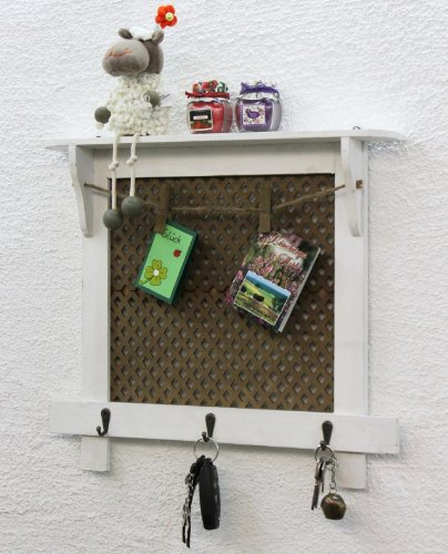 Memoboard Pinnwand 43cm Loft 12047 Wandregal Vintage Shabby Hakenleiste Haken