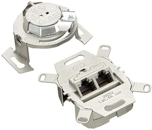 Rutenbeck UAE - Cat. 6A iso Universal-Anschlussdose/Datendose LAN 136104070, 2-Fach RJ45, 10 Gbit/s, Unterputz, geschirmt