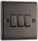 BG Electrical Triple Wall Light Switch, 2 Way, Raised and Slim Profile, Round Edges, Nexus Metal, Black Nickel, 20A, 16AX, NBN43