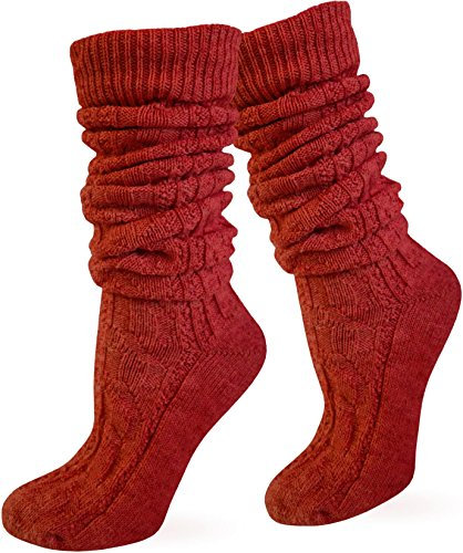 Oktoberfest Socken Trachten aus Baumwolle und Leinen Farbe Rot lang Größe 43/46