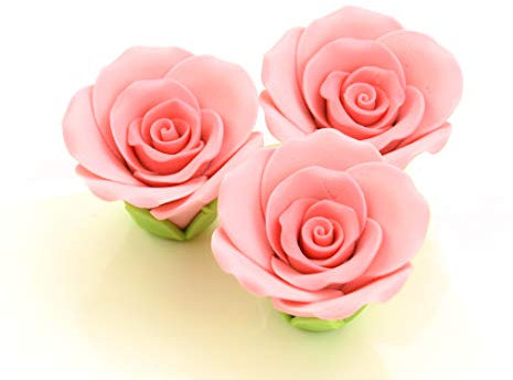 Rosen 35mm rosa Zucker 3 Stück