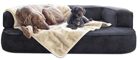 tierlando® Hundedecke Lilly Flauschige Kuschelige Haustier-, Welpen-, Katzen-, Plüschdecke L (100x75 cm) | 05 Creme
