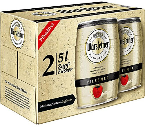Warsteiner Premium Pilsener Fass, 2er Pack, (2 x 5 Liter)
