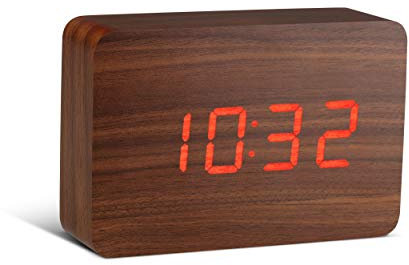 Gingko GK15R8 Digitaluhr 'Click Clock' Ziegelsteinform, Schwarz mit weißer LED-Anzeige