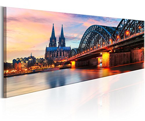 murando - Leinwandbild Stadt Hohenzollernbrücke, 120x40 cm, 1-teilig | Hochwertige Leinwand, sofort aufhängbar, ideal fürs Wohn- oder Schlafzimmer, wasserfest und lichtecht, langlebig, stilvoll