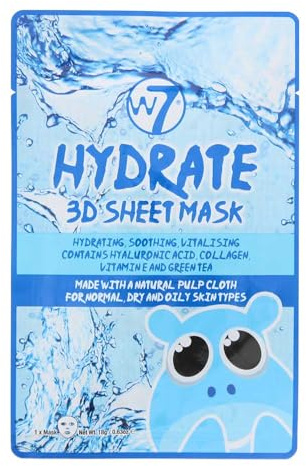 W7 Hydrate 3D Sheet Mask Face Mask Skin Care Hydrating Moisturising X1