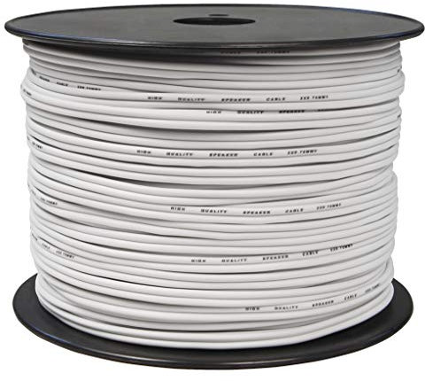 toolcity Cable de Altavoz (Zwilling Litz) 2 x 0,75 mm² (Box Cable/Cable de Audio, 100 m) Color Blanco