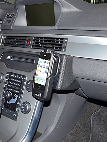 KUDA Handyhalterung passend für Volvo XC70 (P24) /V70 (B) /S80 ab 09/2011 bis 2016 - Telefonkonsole für Smartphones, Handy, Navi und mehr - Kunstlederkonsole, Schwarz, 1150