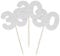 Number 30 Cupcake Toppers - 12pk Cake Decoration, Birthday, Anniversary, Pick, Pics, Thirty (Silver Glitter)