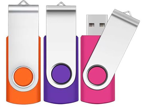8GB Memory Sticks 3 Pack,SRVR USB Flash drive 8GB 2.0 Swivel Thumb Drives Data Storage Jump Drive Zip Drive Memory Sticks External Devices with Led Indicator(Mixed Color With Lanyard)