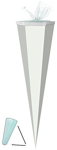 alles-meine.de GmbH Schultüte Rohling - Weiß - 70 cm/Tüllabschluß - Zuckertüte - zum Basteln, Bemalen und Bekleben Bastelschultüte