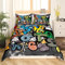 Loussiesd Kinder Kids Graffiti Wall Betten Set Sreet Art Design Bettwäsche Set Weiche Mikrofaser Hiphop Stil Bettbezug mit 1 Kissenbezug 2 teilig 135x200 cm + 80x80 cm, Jungen