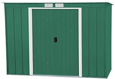Duramax ECO ECO 8 x 4 (2.85 m²) abri de jardin en métal à toit pentu, Abri de jardin en métal galvanisé à chaud, Abri de stockage d'outils, structure de toit renforcée, vert