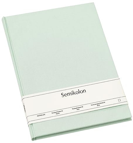 Semikolon 364077 Notizbuch Classic A4 blanko - 176 Seiten, cremeweißes Papier - Lesezeichen - moss pastell-grün