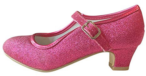 La Seno Rita Princess Glitter ELSA Frozen Spanish Flamenco Shoes, rosa fucsia, 37 EU Stretta