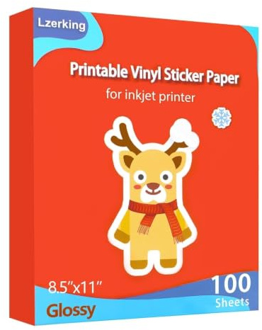 Bedruckbares Vinyl-Aufkleberpapier für Tintenstrahldrucker, glänzend, 100 Blatt, weiß, wasserdicht, selbstklebend, 21,6 x 27,9 cm