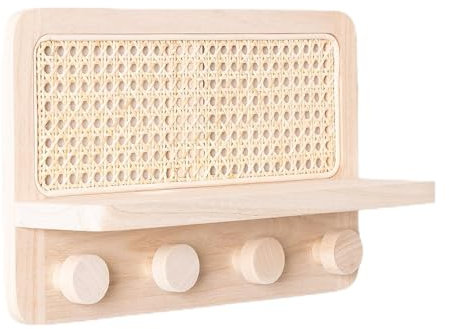 SKLUM Porte-Manteau Mural avec étagère en rotin Riley Naturel ︎ 40 cm
