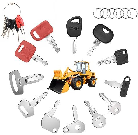 URAQT Ignition Starter Key Set, 12 Pcs Replacement Ignition Key Set, Universal Ignition Switch Spare Keys, Suitable for Agricultural and Excavator Machinery-Factories-Dump Trucks-Tractors-Bulldozers