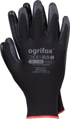 Ogrifox OX-ECOLAT Latexhandschuhe | Schutzhandschuhe | Arbeitshandschuhe | OX.11.702 | Schwarz | 10 Größe | 240 Paar