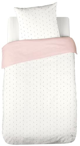 Parure de lit 140x200 cm Double Gaze de Coton Fiori Rose 2 pièces