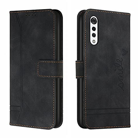 Bravoday Hülle für LG Velvet / G9 / G900, PU Ledertasche Handyhülle Flip Schutzhülle Kompatibel mit LG Velvet / G9 / G900, mit Kartenfäch & Kickstand, Schwarz