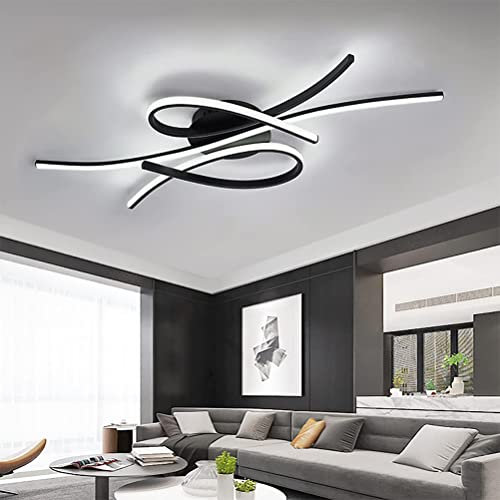 QAZPLM Modern LED deckenleuchte dimmbar wohnzimmerlampe deckenlampe schlafzimmer mit Fernbedienung lampe wohnzimmer led lampen deckenlampe schwarz(schwarz-100CM)