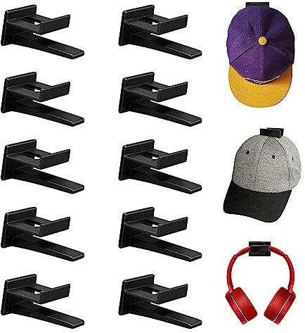 Bogoro Cap Halterung Wand, Wandmontage Huthalter, Selbstklebende Kappenhalter, Minimalistischer Huthalter, Selbstklebende Huthaken, Hutaufbewahrung Huthalter, für Mützen, Schals, Taschen(10 Stück)