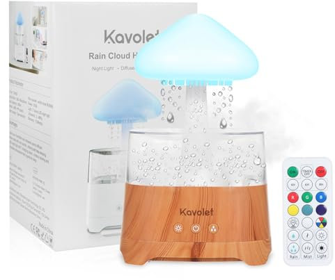 Kavolet Raining Cloud Luftbefeuchter, 450 ml Ätherisches Öl Diffusor, Regen Wolke Luftbefeuchter, USB Aromatherapie Diffusor mit 7 Farben LED-Leuchten für Home Office