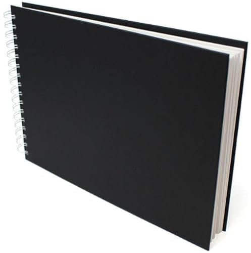 Artway Studio - Spiralgebundenes A3 Skizzenbuch - Querformat - 96 Seiten/48 Blätter aus 170 gsm Papier - Schwarzes Skizzenbuch mit festem Einband, Schwarz
