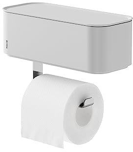 Tiger 2-Store Toilettenpapierhalter mit Aufbewahrungsbox, Toilettenrollenhalter mit integrierter Box für z.B. feuchtes Toilettenpapier, Farbe: Weiß