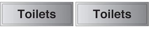 VSafety General Door-Toilets Sign - 300mm x 100mm - Self Adhesive Alu Effect (Pack of 2)