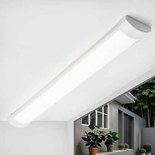 Qsmile LED Batten Light 2FT, 16W 1800lm 0.6m Cold White Light 6500K Ceiling Light, IP40 LED Tube Lights, Easy Installation, Suitable for Home and Office, Workshop and Garage Ceiling Lighting