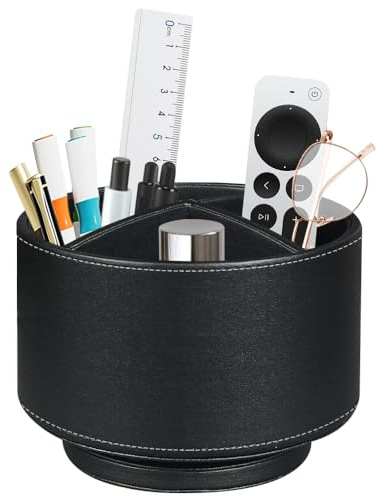 TV Remote Control Holder for Table, 360 Swivel Pen Holder for Desk Organizers and Accessories, Nightstand Organizer Caddy for Media Controllers/Office Supplies, Bedside Decorations for Living Room