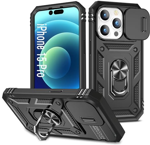 DAWEIXEAU für iPhone 15 Pro Hülle,Kameraschutz Handyhülle Drop Resistance Handys Schutzhülle für iPhone 15 Pro 6.1 (Schwarz)