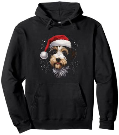 Tibet Terrier mit Weihnachts Mütze Pullover Hoodie