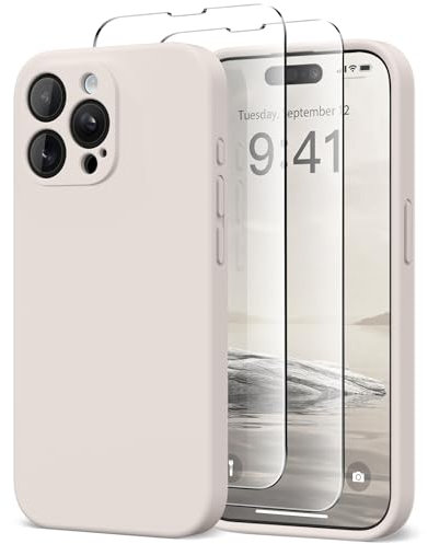 SuydanBox Magnetische Schutzhülle für iPhone 15 Pro, kompatibel mit MagSafe, [vollständiger Kameraschutz] [Displayschutzfolie] Silikon stoßfeste Schutzhülle für iPhone 15 Pro 6,1 Zoll, Stein