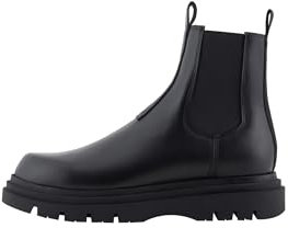 Armani Exchange Soletta Chunky con Logo inciso, Vera Pelle, Stivale alla Caviglia Uomo, Nero, 42.5 EU