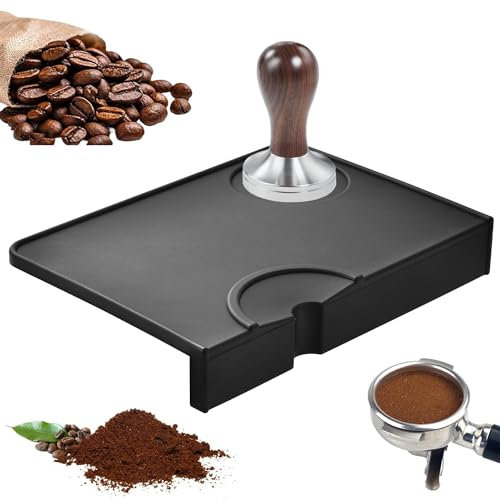 ALINK Tampermatte mit Tischkantenschutz - Tamping Matte rutschfest aus hochwertigem Silikon - Barista Zubehör mit Einkerbung für den Siebträger - stabiles tampen