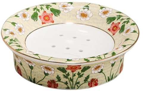 Floral Decorative Self Draining Soap Dish, Double-layer Round Soap Tray, Vintage Ceramic Soap Dish (Style B)