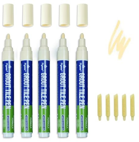 YaoQiYou Tile Grout Pen, 5 PCS Plastic Tile Repair Pen for Tiles Floor Wall Bathroom Kitchen, Beige