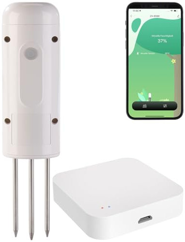 Luminea Home Control Temperatursensor TUYA: Smarter,ZigBee-Boden-Feuchtigkeits-&Temperatursensor & Zigbee Gateway (Temperatur-Feuchtigkeitssensoren, Pflanzenmonitore, Feuchtigkeitssensor Pflanzen)