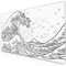 Abetcabe Gaming Mouse Pad, Extra Large Mouse Mat XXL 35.4×15.7 inch, Japanese Sea Wave Extended Mousepad with Non-Slip Rubber Water-Resistant surface for Home Office Gaming Room