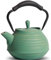 GUANGHEIRON Piccola teiera in ghisa, verde natalizio, 56 ml, bollitore con infusore per tè e caffè, teiera giapponese con motivo a filo rivestito con interno smaltato, manico in silicone