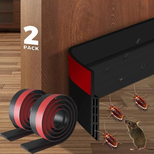 AIMIXUN 2 PCS 5 cm x 100 cm Boudin de Porte Isolant Froid, Bas de Porte Isolant, Isolation Porte Dentrée, Calfeutrer Bas de Porte Adhési Idéal pour l'Isolation Contre Froid, Bruit, Insectes(Noir)
