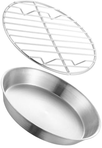 CIYODO Rundes Backblech Und Abtropfrost Satz Aus Edelstahl 304 Öl Abtropfend Kompakt 12cm Backofen Und Grillzubehör Für Kleine Snacks Und Kuchen