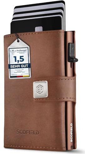 SF SCOFIELD Trinity Wallet I Pop Up Kartenetui Herren mit Münzfach 10 – 12 Karten I Kreditkartenetui I RFID Schutz I Karten Portemonnaie I Credit Card Holder Wallet I Geldbörse Herren I Smart Wallet