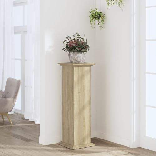 Homgoday Supporto per piante, colonna decorativa per piante, colonna di fiori, colonna di fiori, tavolo da ordinare, in rovere Sonoma, 33 x 33 x 100 cm, in legno