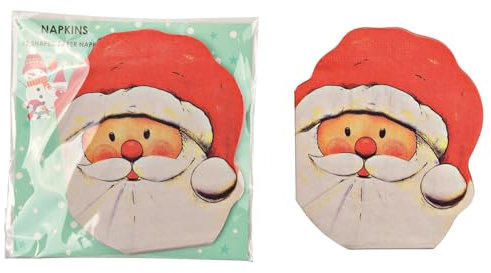 Ausgefallene Weihnachts-Servietten NIKOLAUS/WEIHNACHTSMANN - Shape Motiv Servietten Weihnachts-Deko Tisch-Dekoration Weihnachten Advent Weihnachts-Feier (12, Weihnachtsmann)