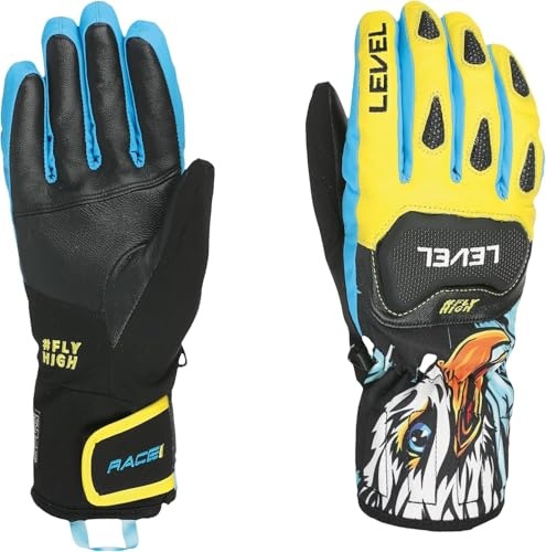 Level Replica - Skihandschuhe Herren, Knöchelschützer aus Leder und Stoff, Winterhandschuhe Herren Wasserdicht für Extreme Kälte, Thermohanschuhe für Skifahren, Schneebekleidung